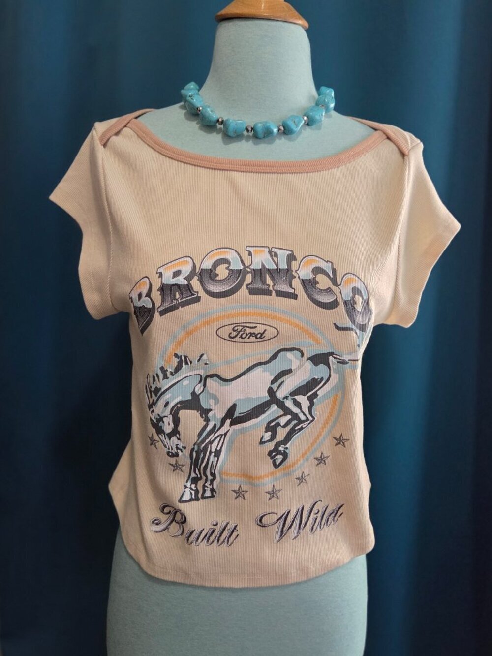 Ford Bronco "Built Wild" Ribbed Cropped Tee Large - Picture 2 of 6